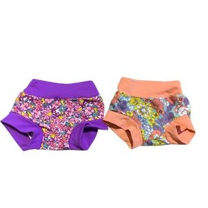 Big Elephant Swim Diapers Small Purple Orange Floral Reusable Beach Pool Set